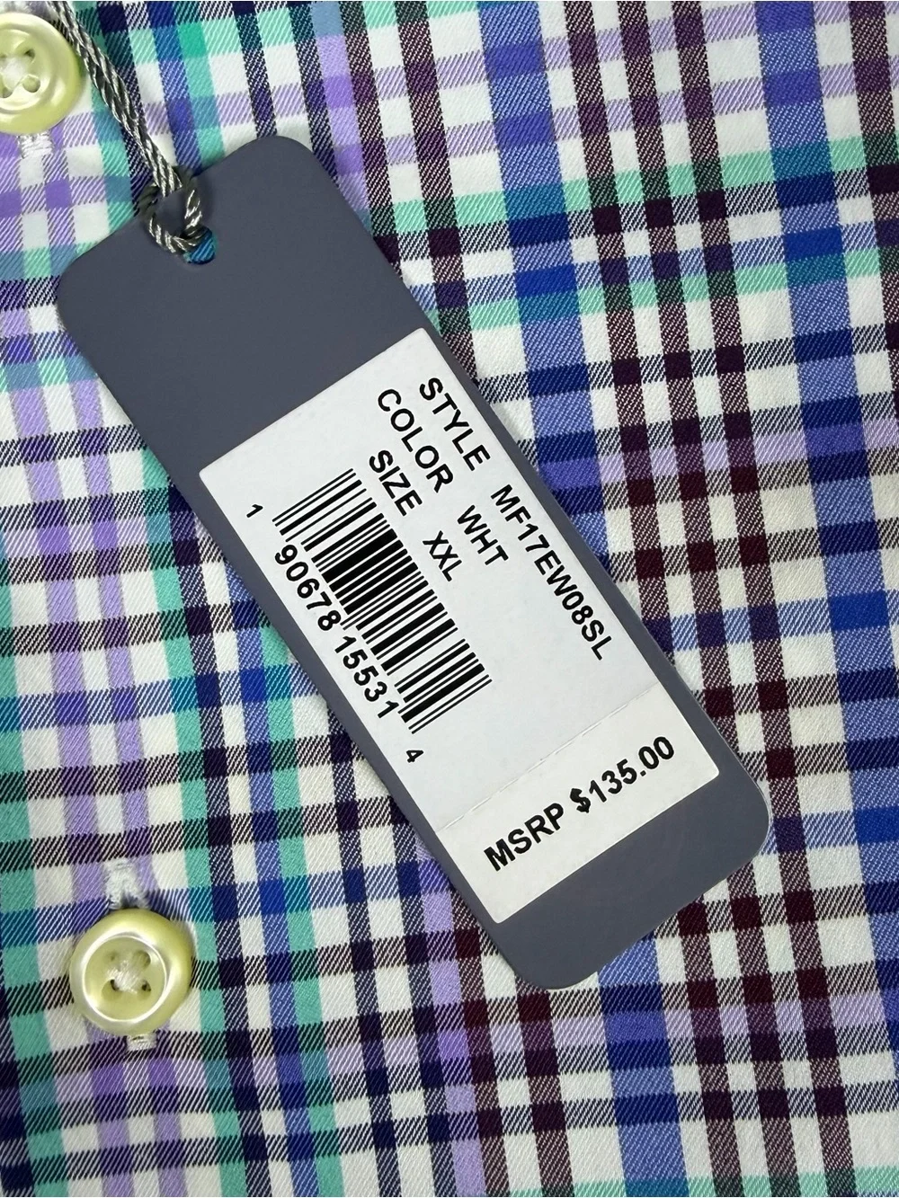 Peter Millar Summer Comfort Shirt XXL Multicolor Plaid Button-Up Nylon Stretch - Picture 5 of 11